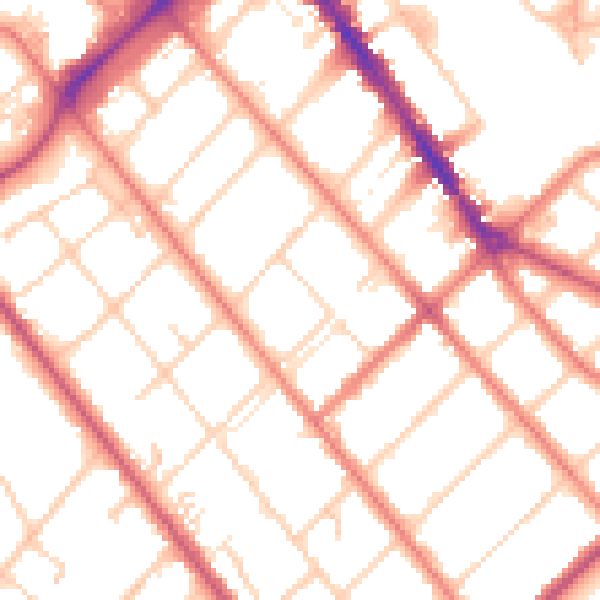 Daytime road noise heatmap for PR8 1HZ