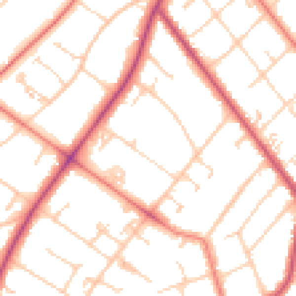 Daytime road noise heatmap for PR8 2AX