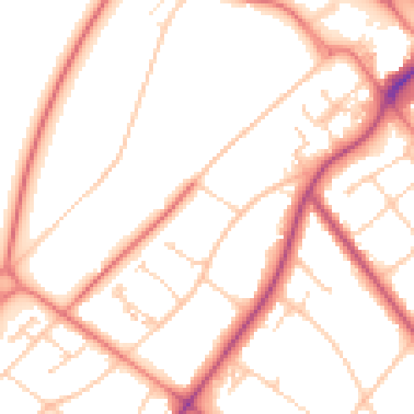 Daytime road noise heatmap for PR8 2BP