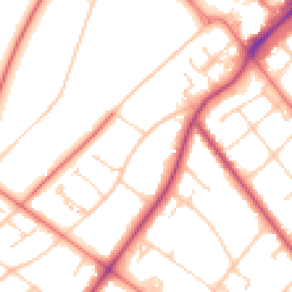 Daytime road noise heatmap for PR8 2BW