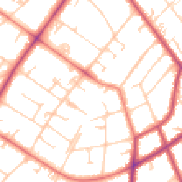 Daytime road noise heatmap for PR8 2DG