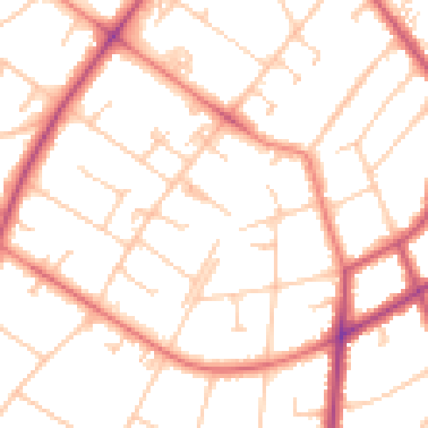 Daytime road noise heatmap for PR8 2DY