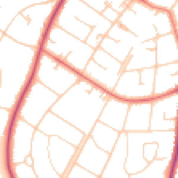 Daytime road noise heatmap for PR8 2HJ