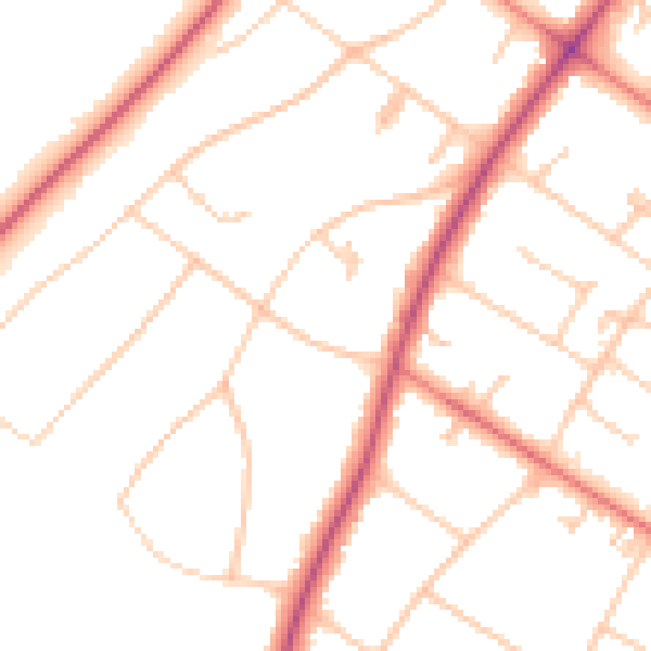 Daytime road noise heatmap for PR8 2JG