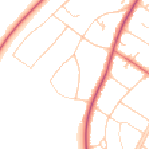 Daytime road noise heatmap for PR8 2JZ