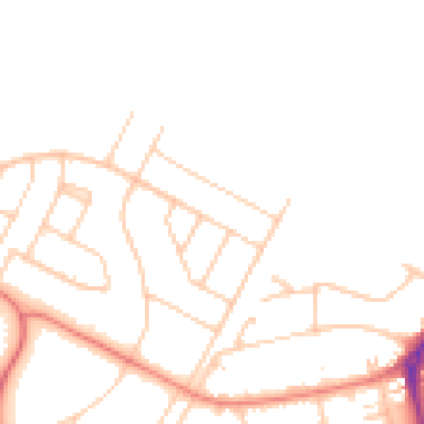 Daytime road noise heatmap for PR8 2PQ