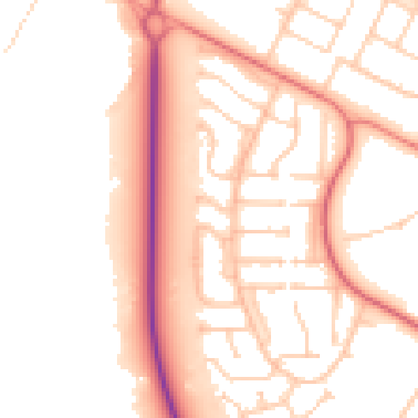 Daytime road noise heatmap for PR8 2SG