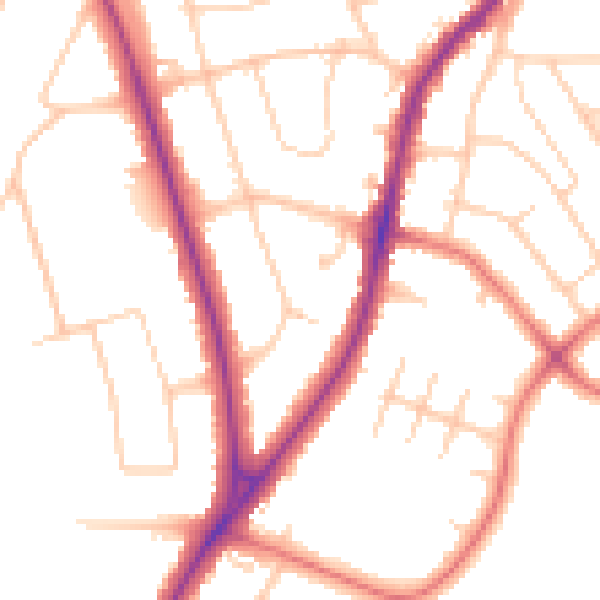 Daytime road noise heatmap for PR8 3AA