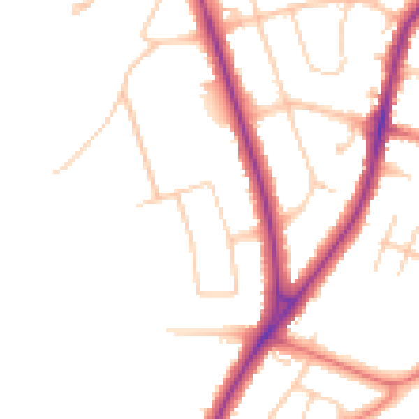 Daytime road noise heatmap for PR8 3AG