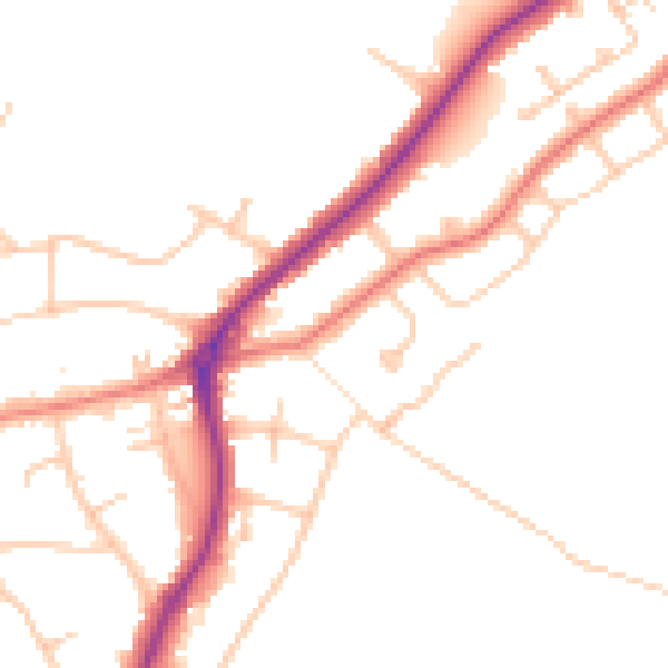 Daytime road noise heatmap for PR8 3BF