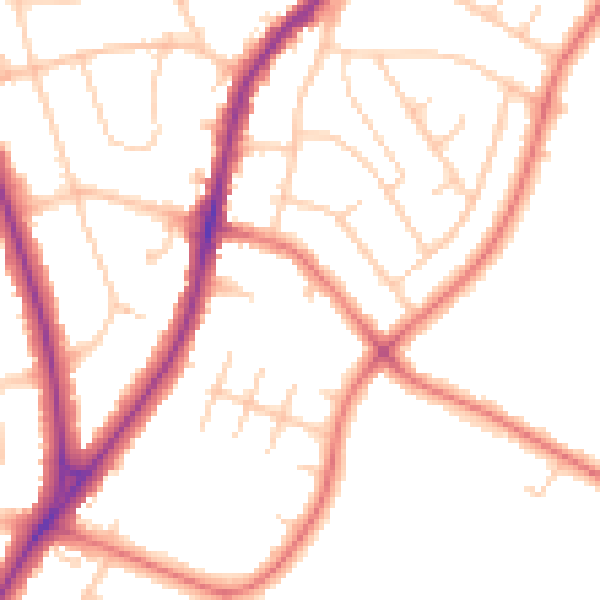 Daytime road noise heatmap for PR8 3BX
