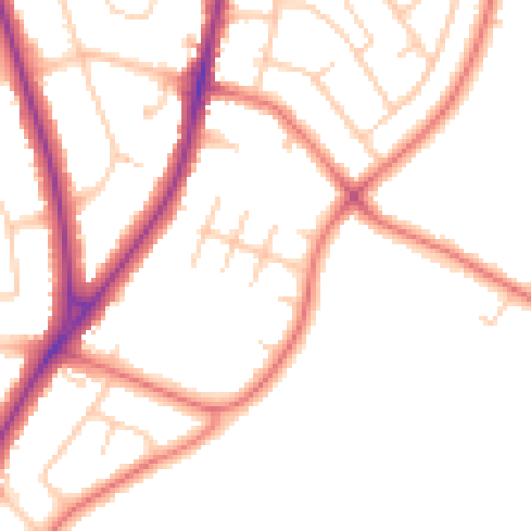 Daytime road noise heatmap for PR8 3EG