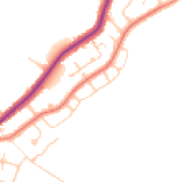 Daytime road noise heatmap for PR8 3EZ
