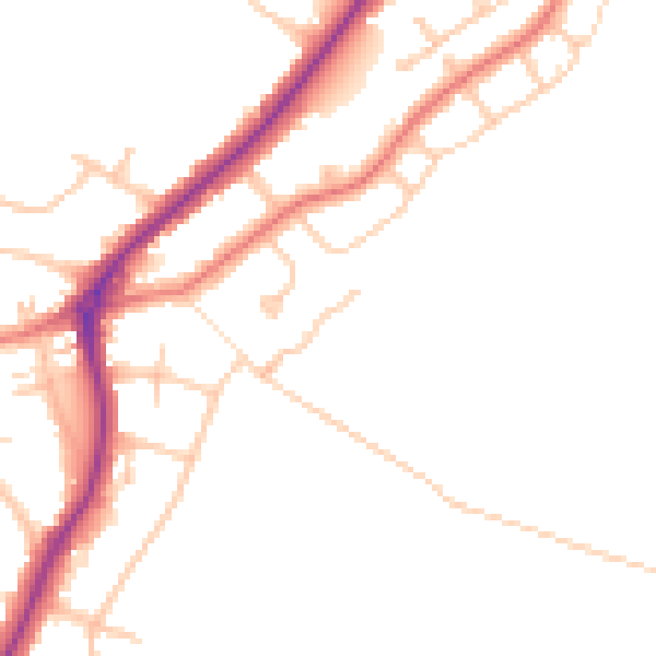 Daytime road noise heatmap for PR8 3HA