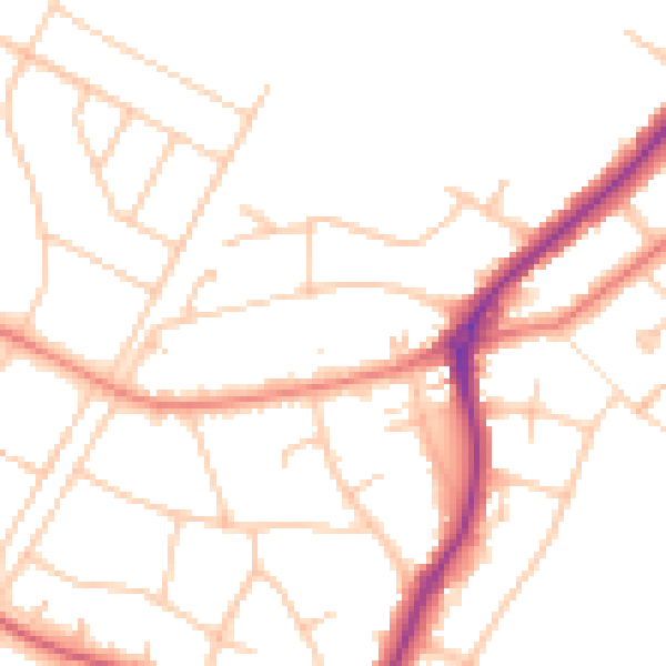 Daytime road noise heatmap for PR8 3LH
