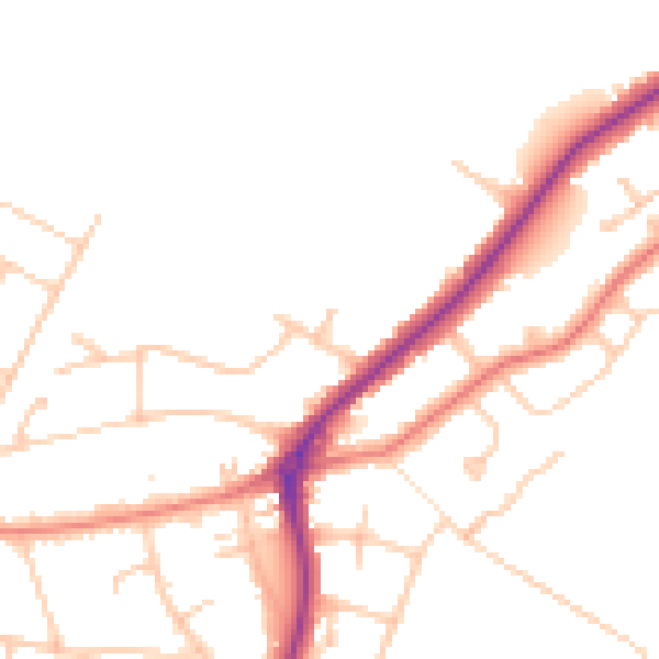Daytime road noise heatmap for PR8 3LQ