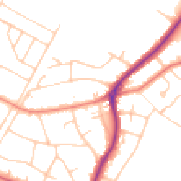 Daytime road noise heatmap for PR8 3LS