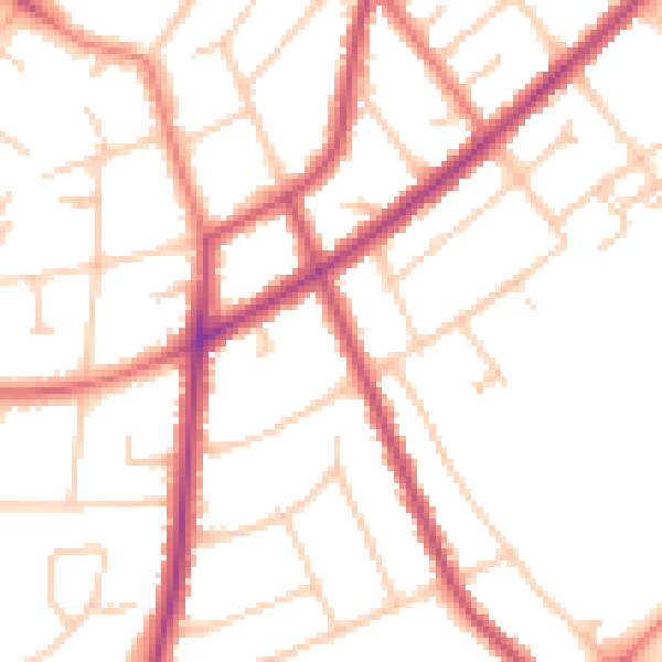 Daytime road noise heatmap for PR8 4HH