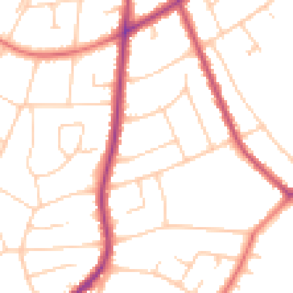 Daytime road noise heatmap for PR8 4PG