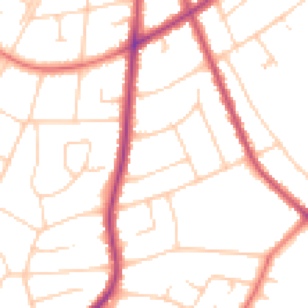 Daytime road noise heatmap for PR8 4PQ
