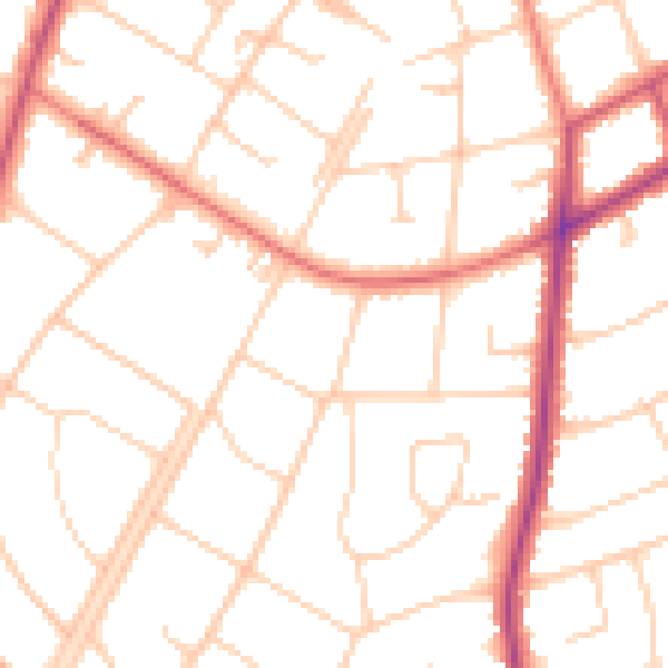 Daytime road noise heatmap for PR8 4RX