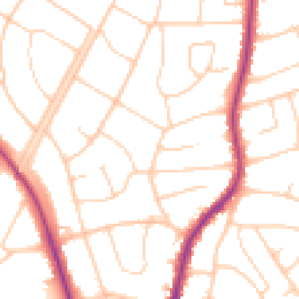 Daytime road noise heatmap for PR8 4RZ
