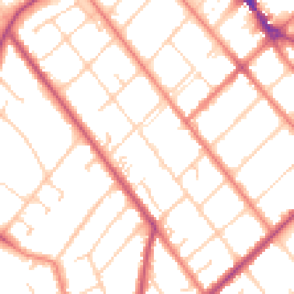 Daytime road noise heatmap for PR8 5AW