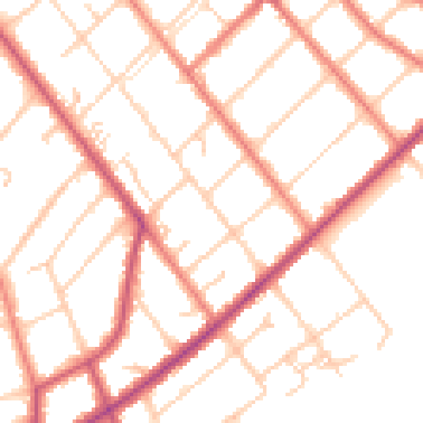 Daytime road noise heatmap for PR8 5EJ