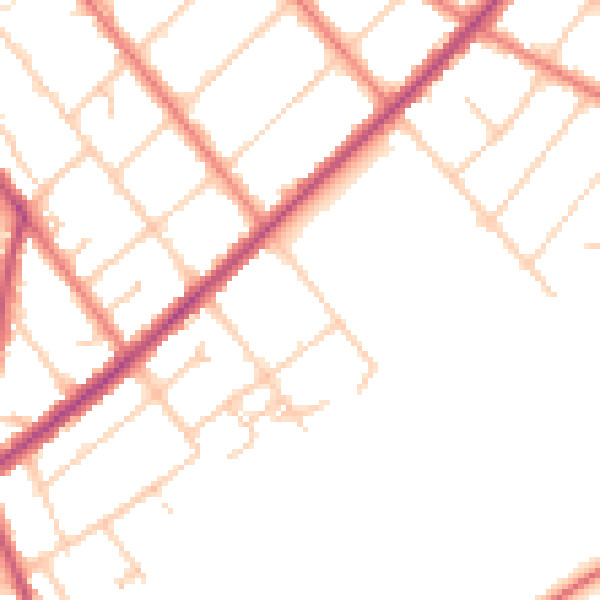 Daytime road noise heatmap for PR8 5EL