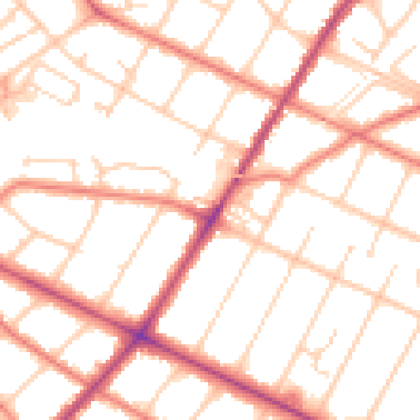 Daytime road noise heatmap for PR8 6JF
