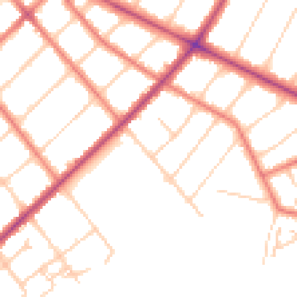 Daytime road noise heatmap for PR8 6LU