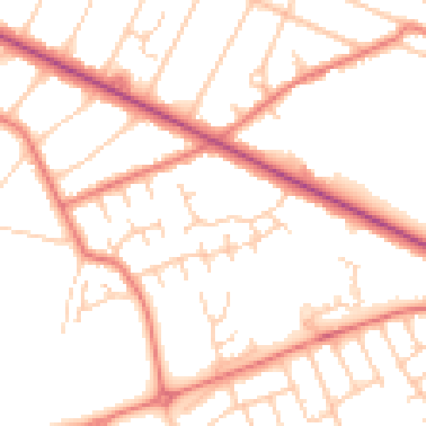 Daytime road noise heatmap for PR8 6TL