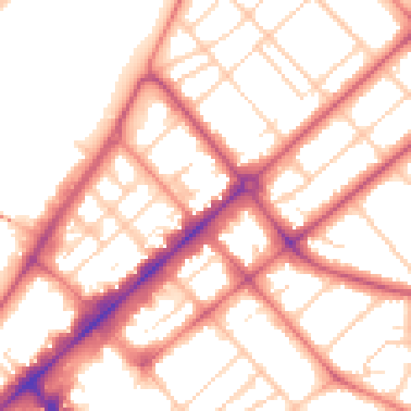 Daytime road noise heatmap for PR9 0AN