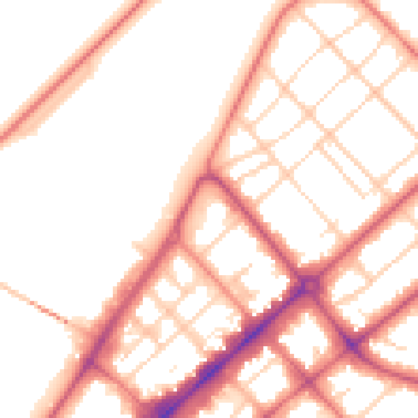 Daytime road noise heatmap for PR9 0AU