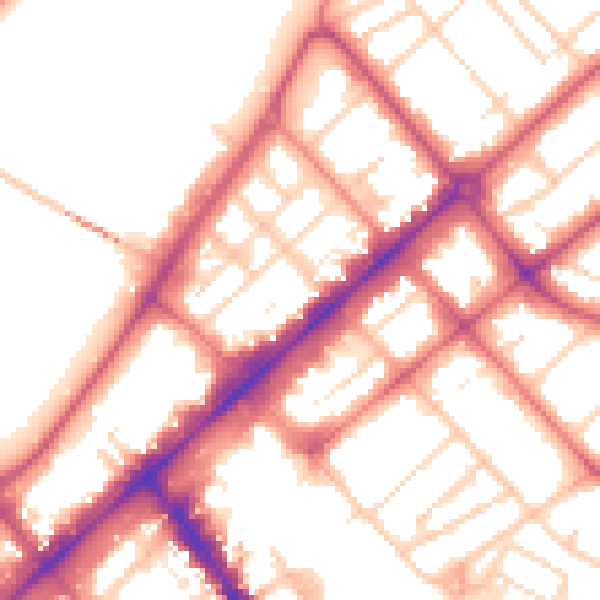Daytime road noise heatmap for PR9 0AY