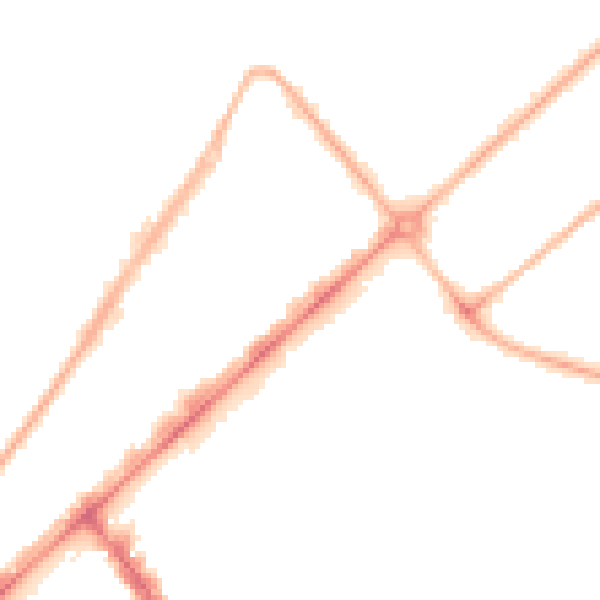 Night-time road noise heatmap for PR9 0BB