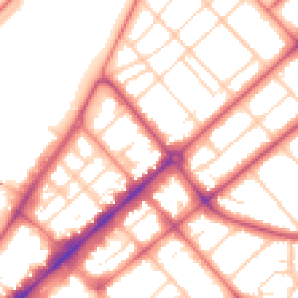 Daytime road noise heatmap for PR9 0BG
