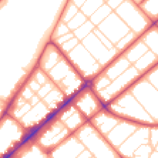 Daytime road noise heatmap for PR9 0BL