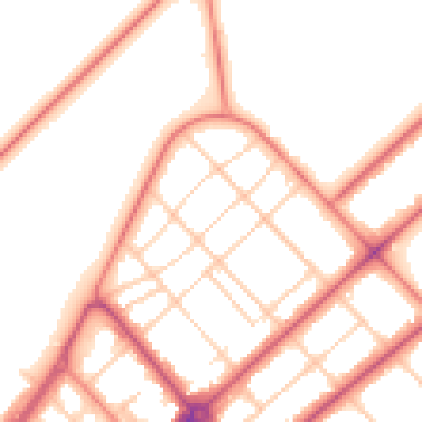 Daytime road noise heatmap for PR9 0BN