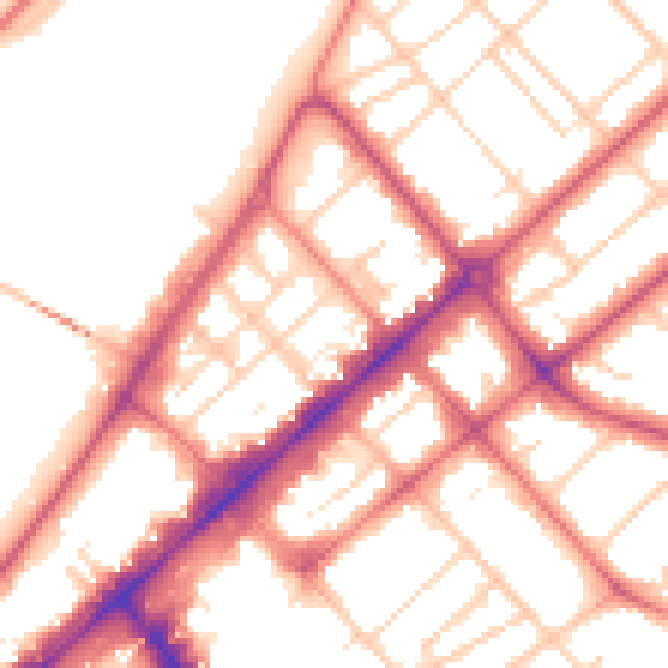 Daytime road noise heatmap for PR9 0BS