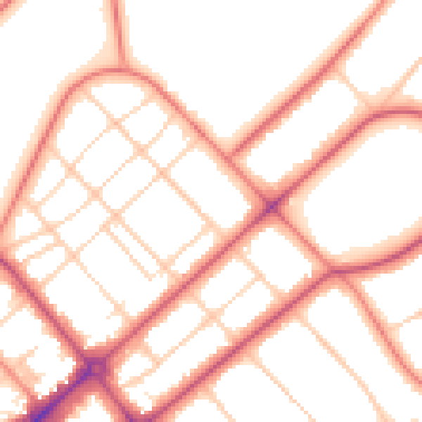 Daytime road noise heatmap for PR9 0BT
