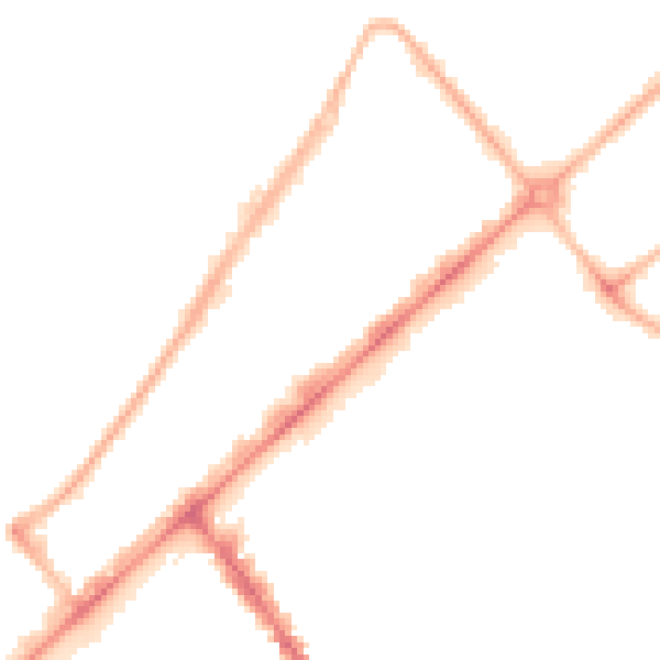 Night-time road noise heatmap for PR9 0BY