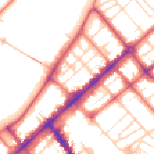 Daytime road noise heatmap for PR9 0DA