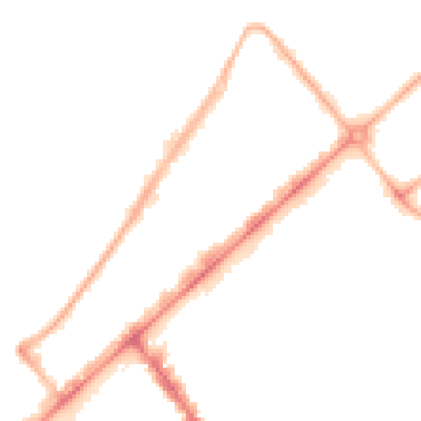 Night-time road noise heatmap for PR9 0DA