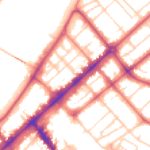 Daytime road noise heatmap for PR9 0DD