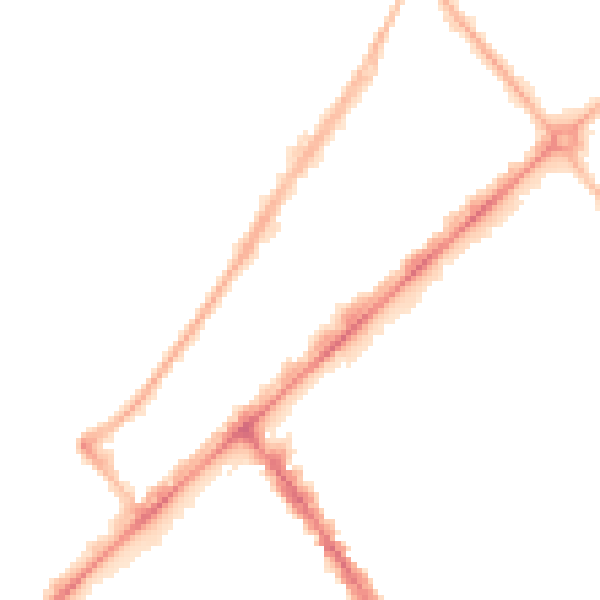 Night-time road noise heatmap for PR9 0DE