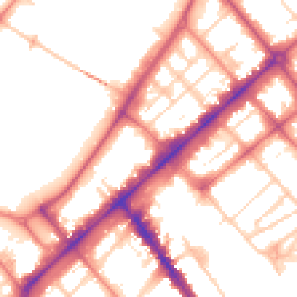 Daytime road noise heatmap for PR9 0DF
