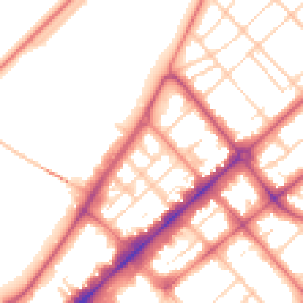Daytime road noise heatmap for PR9 0DG