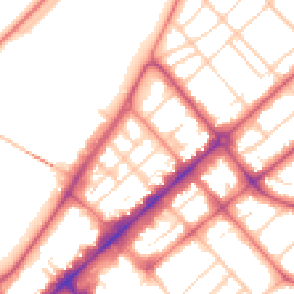 Daytime road noise heatmap for PR9 0DN