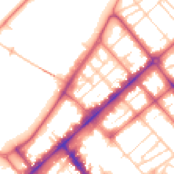 Daytime road noise heatmap for PR9 0DP